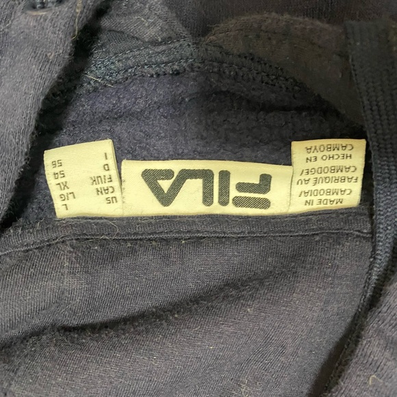 Classic Fila Pullover Hoodie in Navy - Picture 3 of 5